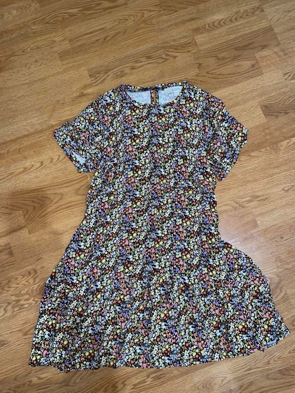 LOFT Spring Boho Ditsy Floral Flutter Sleeve Mini Dress S